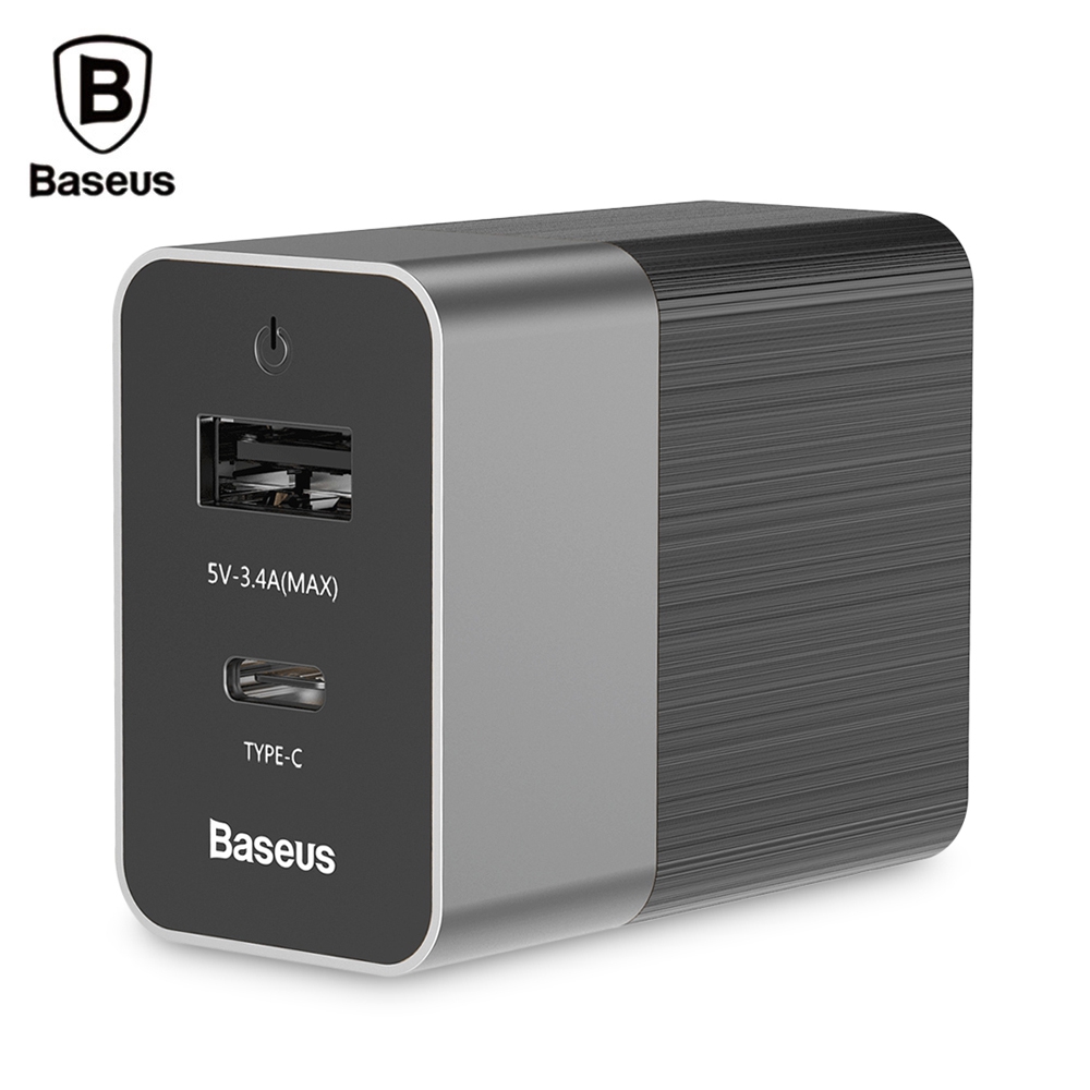 

Baseus Duke Type-C PD USB Dual Output Travel Charger 5V / 3.4A Aluminum Alloy 15W