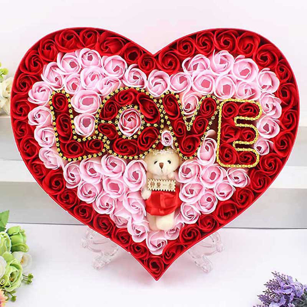 

2020 Valentine's Day DIY Gift box Soap Flower Gift Rose Box Bouquet Wedding Home Festival 38x37x4cm Dropshipping #1130, Blue