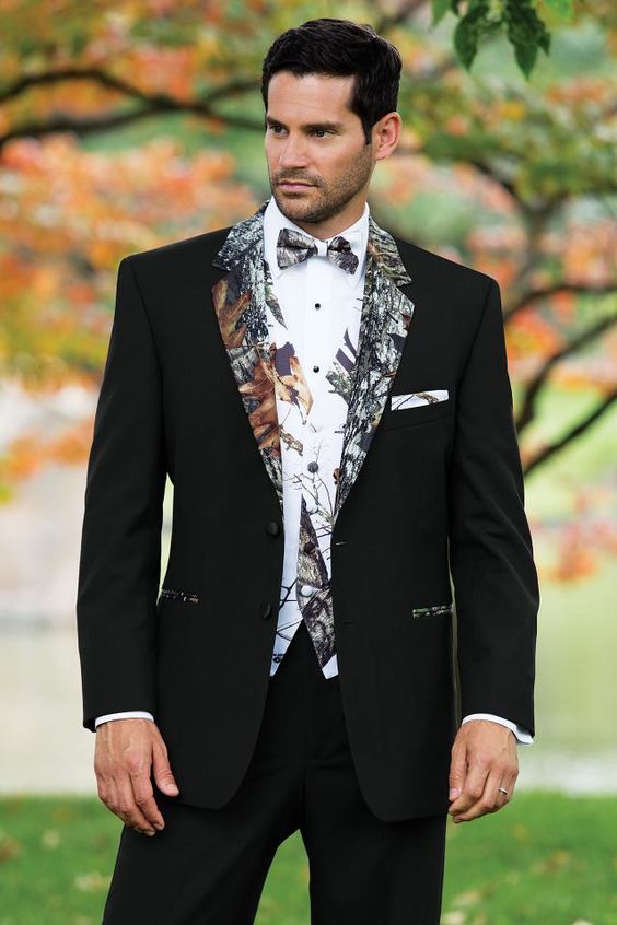 

Black Groom Tuxedos Camouflage Notch Lapel Men Wedding Dress Excellent Men Business Dinner Prom Blazer 3 Piece Suit(Jacket+Pants+Tie+Vest)23, Same as picture