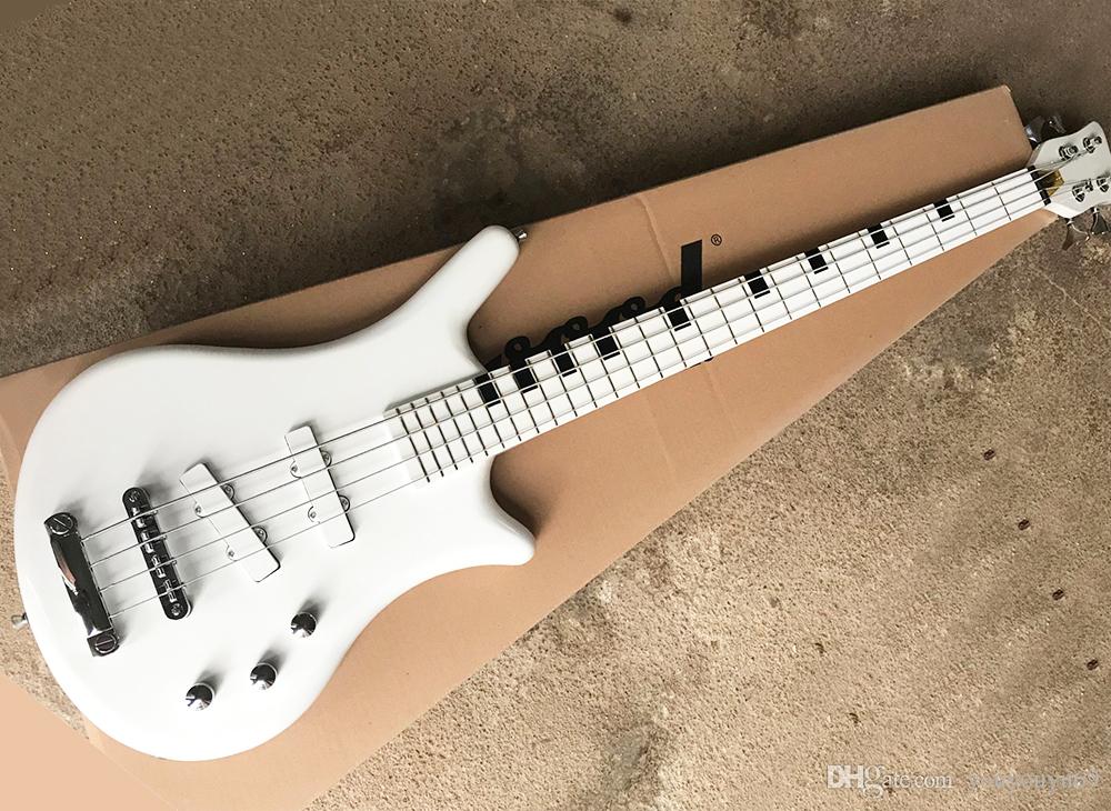 Custom factory wholesale / retail best price, special custom 4 string white electric bass guitar pickup with tilt, 26, white Frets fingerboa