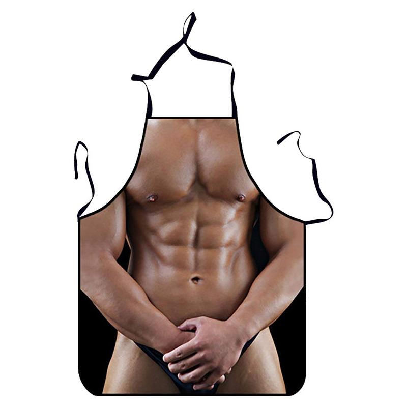 

Sexy Muscular Printing Apron Antifouling Breathable Fastness Funny Personality Hot Pot Kitchen Aprons