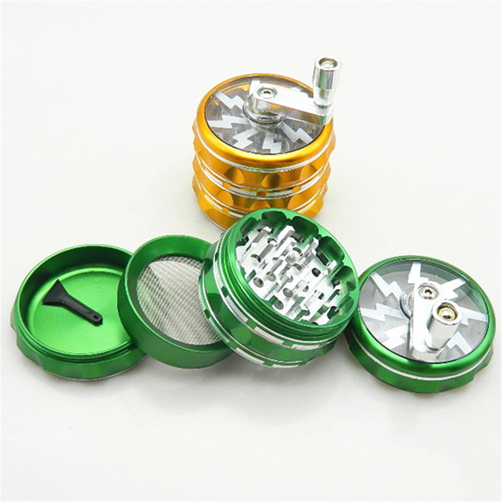 

Wholesale Pirce High Quality Hand Grinder 63mm 4 Layers Smoking Accessories Grinders Metal Aluminum Clear Window Tobacco Herb Grinder