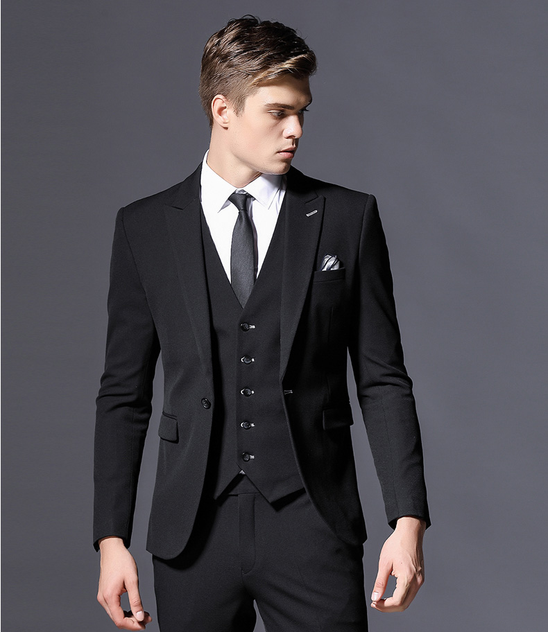 

New Arrival One Button Groomsmen Peak Lapel Groom Tuxedos Men Suits Wedding/Prom Best Man Blazer ( Jacket+Pants+Vest+Tie) 056, Same as image