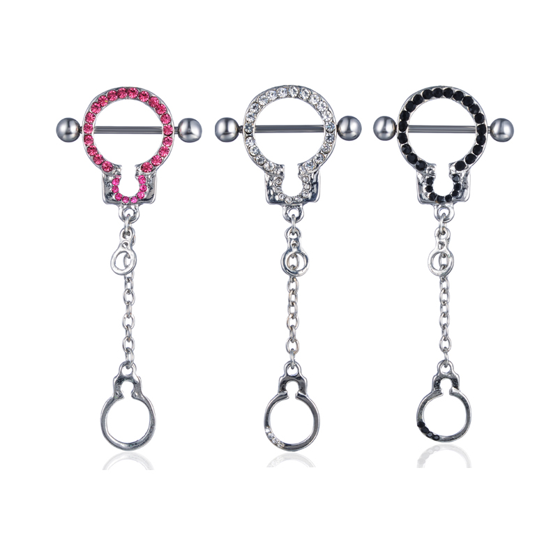 

D0746 ( 1 color ) Nice Handcuffs style NIPPLE ring piercing jewelry 10 pcs clear color stone drop piercing body jewelry shipping
