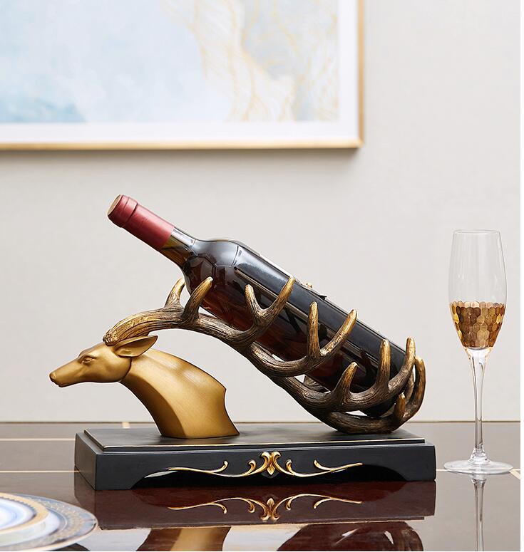 European wine cabinet creative Other Table Decoration rack handicraft living room dining tables partition porch practical deer ornament-image-553181993
