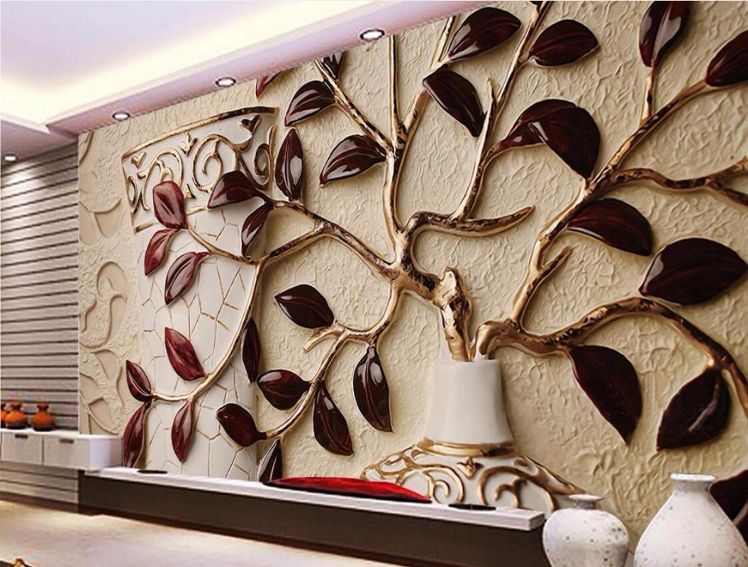 

CJSIR Custom Photo Wallpaper Mural 3D Leaf Relief Background Wall Leaf Garment 3D Background Wall Mural Papel De Parede Decors, As the pictures