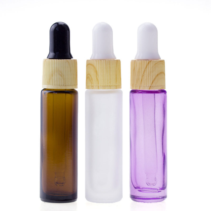 

10ml glass essential oil bottle plastic with wood grain cover dropper bottle cosmetic packaging container F3777