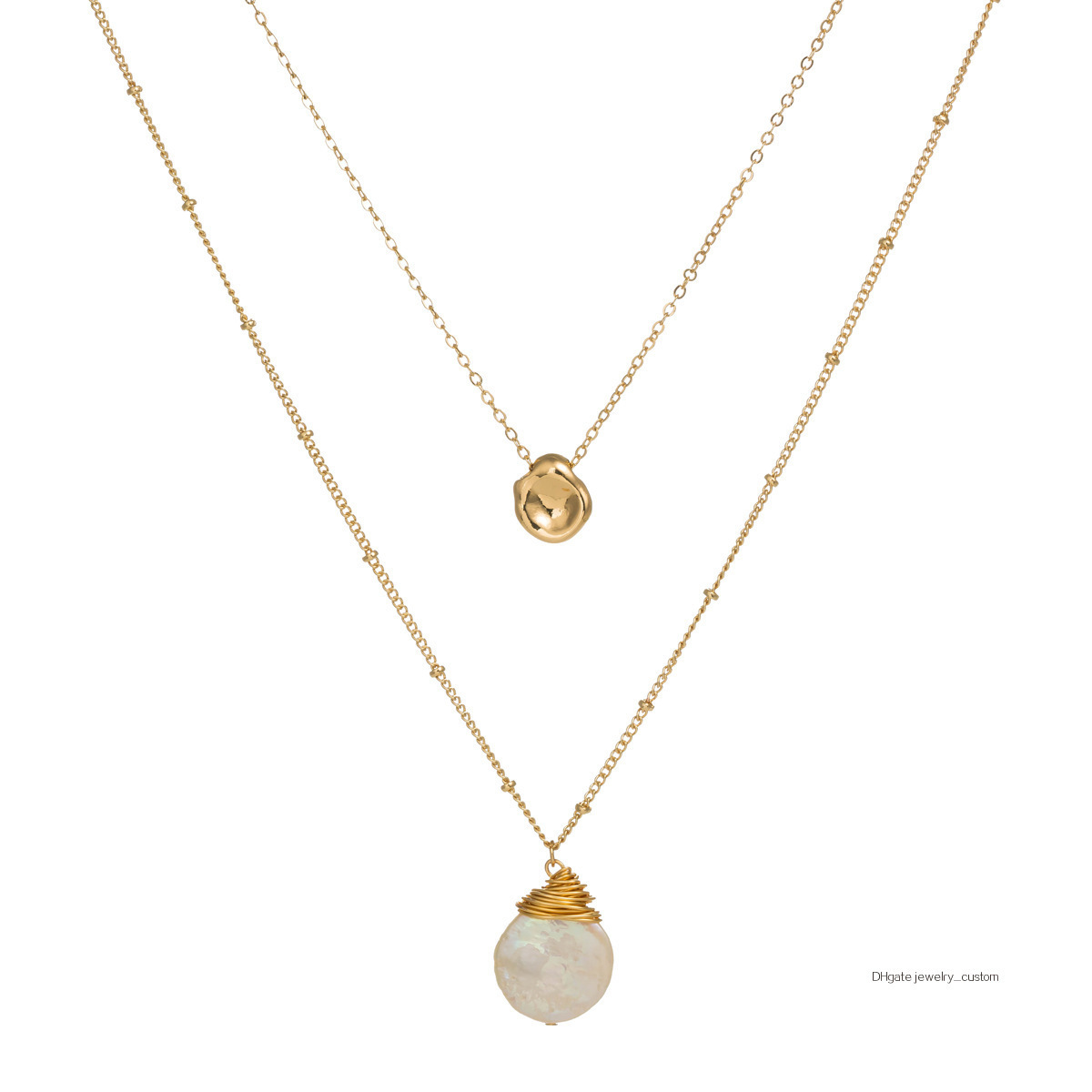 

Posimi Second Wind Multi-storey Necklace Personality Natural Baroque Special-shaped Pearl Elizabeth Pendeloque Cut