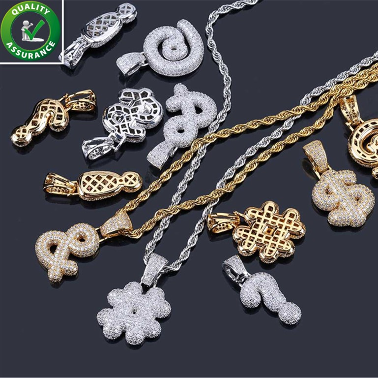 

Hip Hop Designer Jewelry Mens Gold Chain Pendants Diamond Necklace Iced Out CZ Symbol Pendant Bling Luxury Pandora Style Charms Rapper Rock