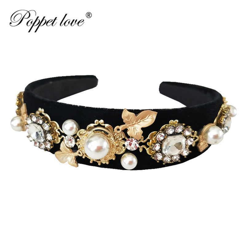 Luxe Runway style baroque Perles Noires Croix en or vintage fashion Big Boucles d/'oreilles