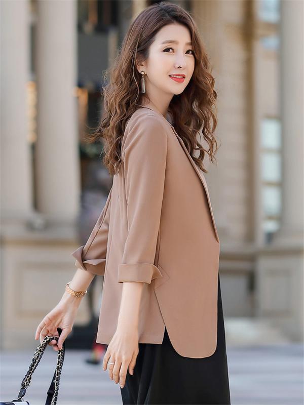 

Chiffon Blazer Female Spring 2020 Korean Vertical Design Summer Thin Section Ladies Suit Casual Fashion Sleeveless Dress K270, Apricot dress