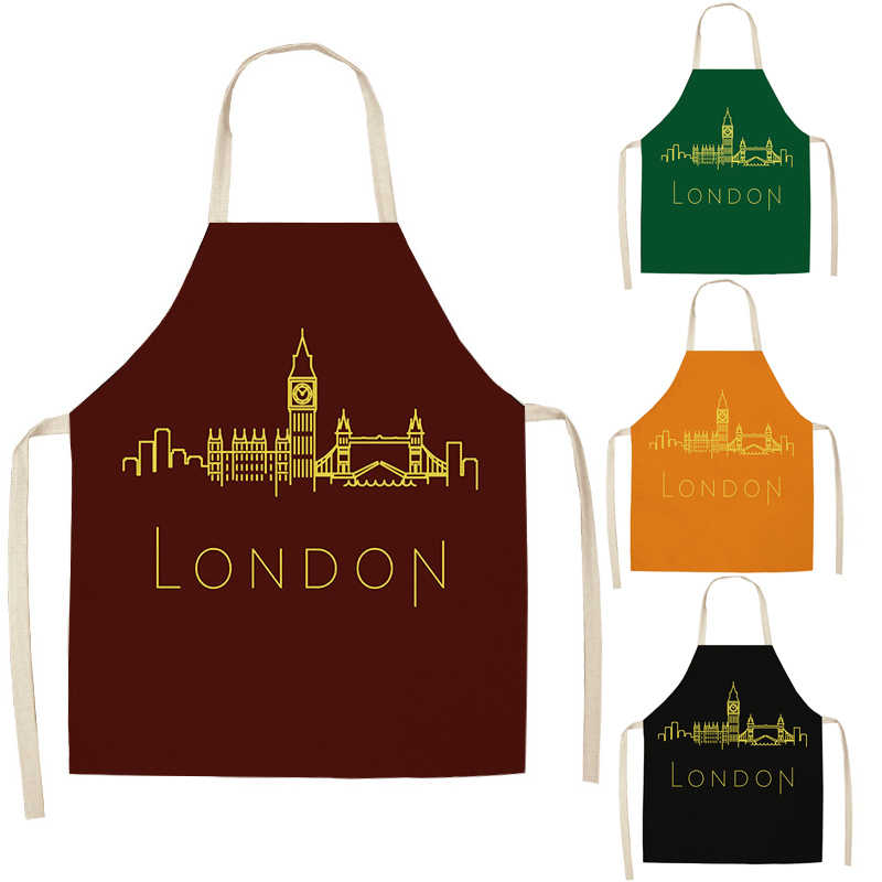 

1 Pcs Letter Pattern Kitchen Apron for Cooking Sleeveless Cotton Linen Aprons Adult Bibs Home Cleaning Accessories