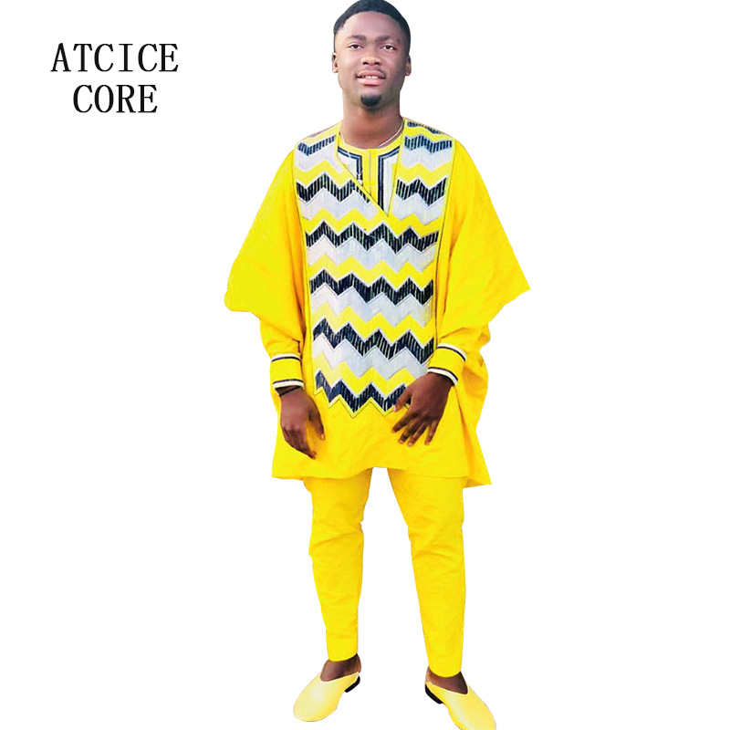 

african dresses for man bazin riche embroidery design dress three pcs one set