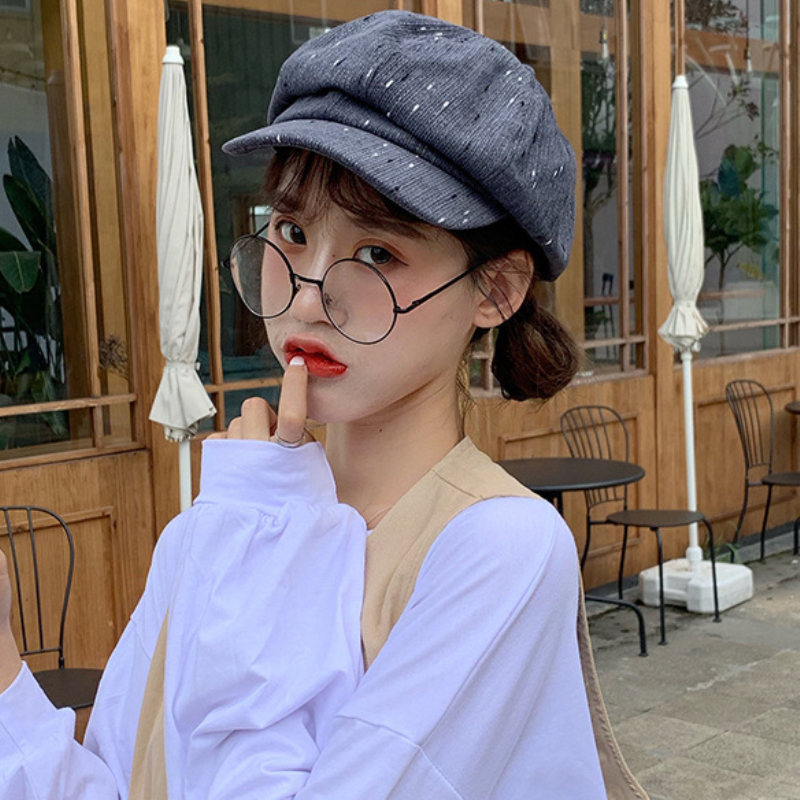 Damen Cord Schirmm/ützen Vintage Barett M/ütze Baumwolle Newsboy Kappe 2019 Neue Ballonm/ütze 8 Panel Maler M/ütze