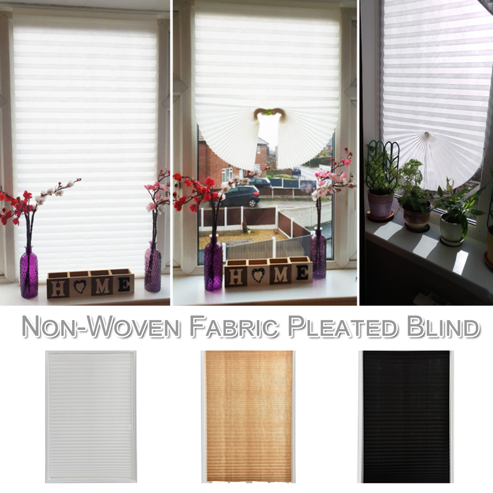 

Self-Adhesive Pleated Blinds Half Blackout Non Woven Fabric Windows Curtains Bathroom Kitchen Balcony Home Textile Shutters D30, White