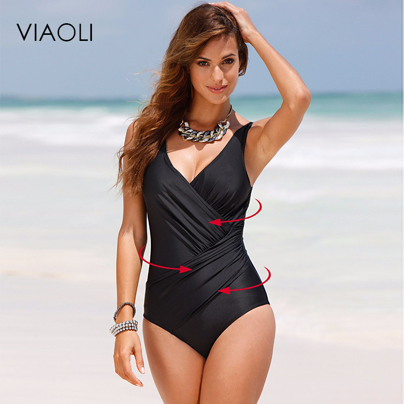 

VIAOLI 2018 New One Piece Swimsuit Women Plus Size Swimwear Retro Vintage Bathing Suits Beachwear Print Swim Wear Monokini 5XL, 5 hats