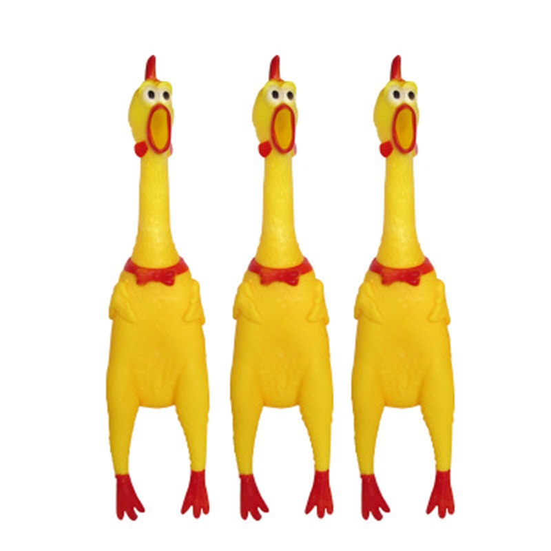 

17*4cm Children Toys Fun Scream The Chicken Rubber Yellow Small Pet Squeaky Chew Toy 0 83gy kk