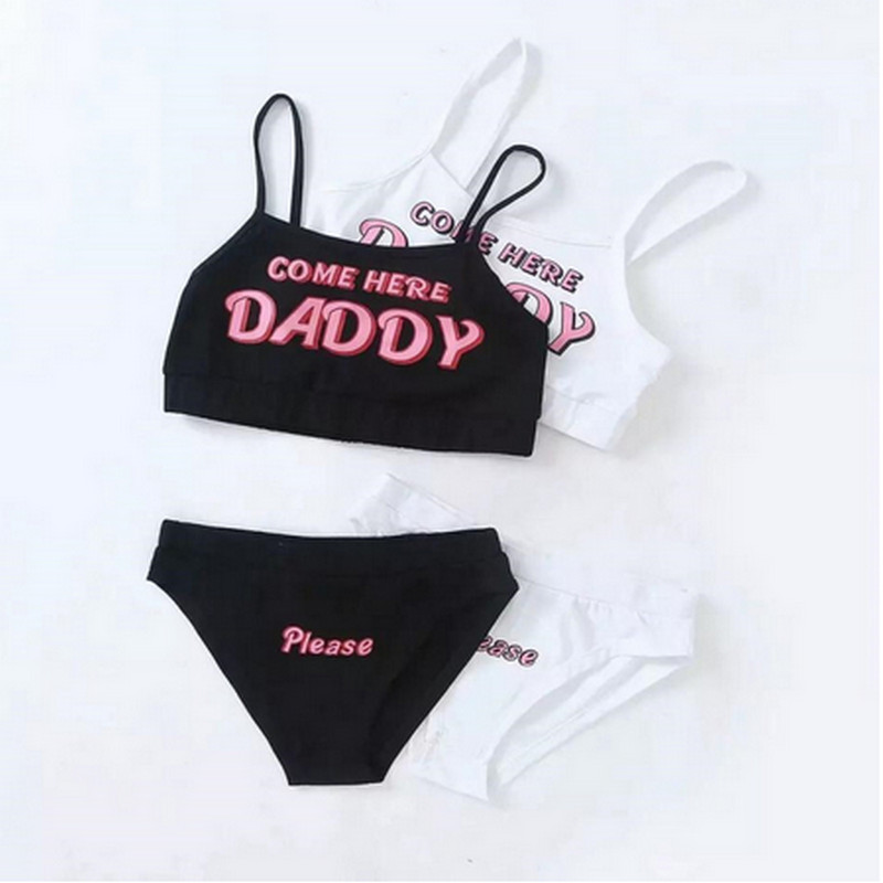 

Womens Sexy Lingerie Sets Spaghetti Straps Letter Printed Bandeau + Panty Pajama Set Nighties Sleepwear Dropping 2020 Hot Sale, Black