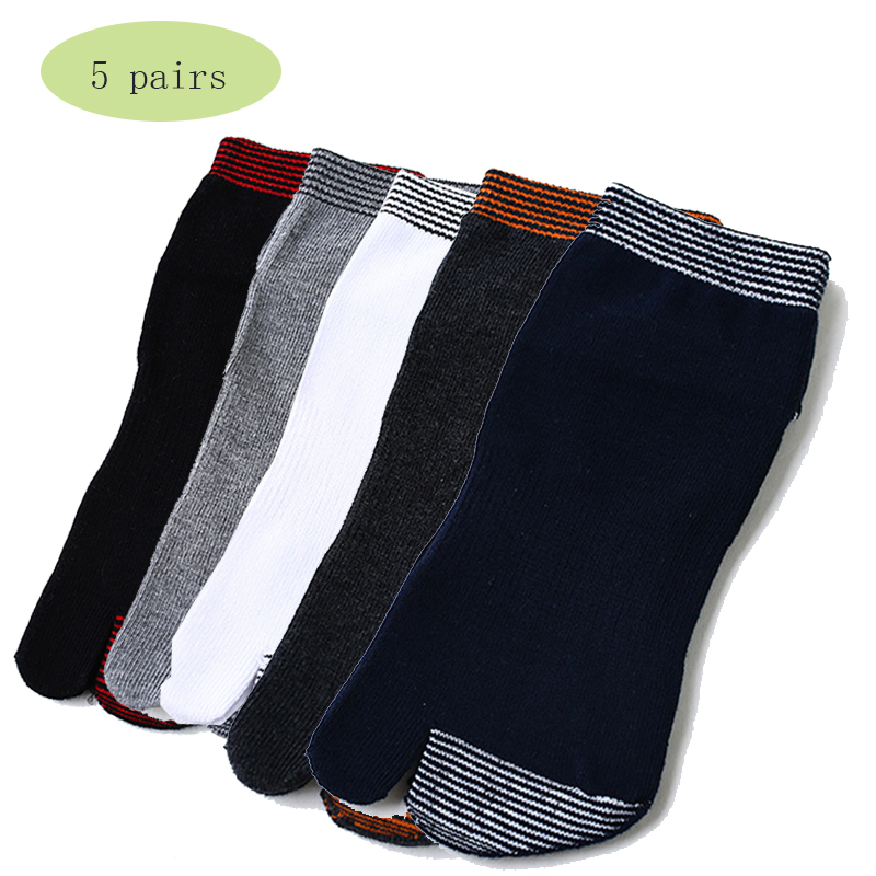 

5 pairs/lot Men Summer Sports Socks Japanese Flip Flop Sandal Split Toe Tabi Socks Casual or Active Wear Cotton Ankle, Black