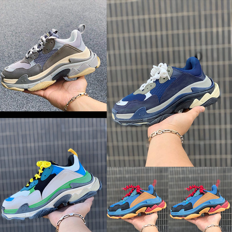 

2019 new Paris high quality 17FW Triple-S casual shoes designer men and women casual shoes high quality mixed color thick heel shoes large s