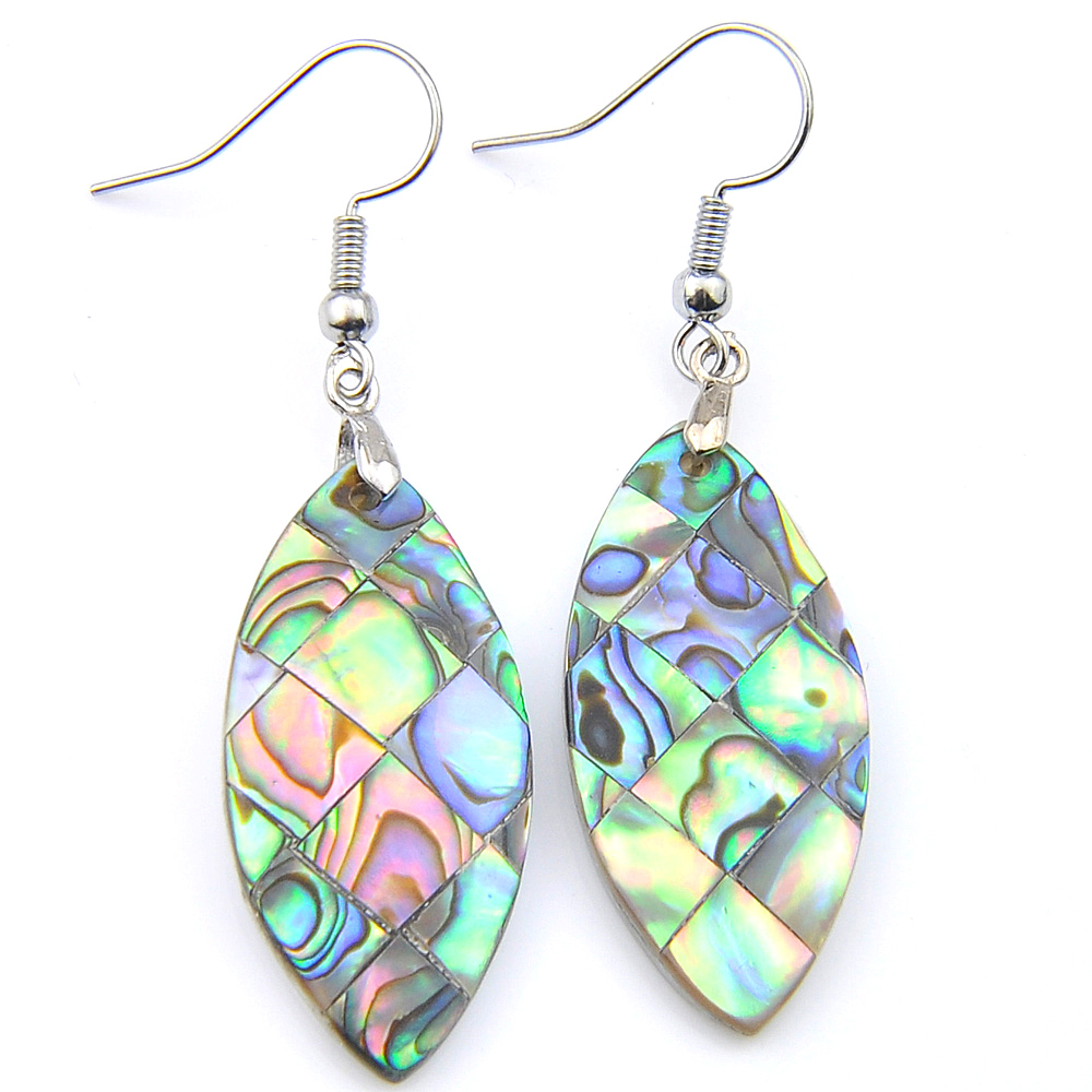 Natural Paua Abalone Shell silver Hook Dangle Dragonfly Teardrop Boucles d/'oreilles 1 paire