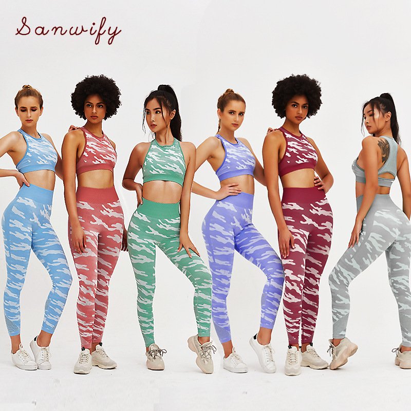 

2020 Women Gym Sets 2 Piece Yoga Costumes Exercise Top+leggings For Fitness Yoga Set Clothes Seamless Tracksuit For Women, Black