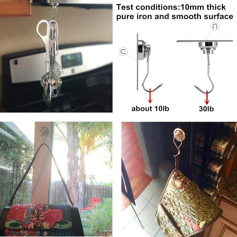 

Swivel Swing Powerful Magnetic Hooks Strong Heavy Duty Neodymium Magnet Hooks for Refrigerator HTQ99