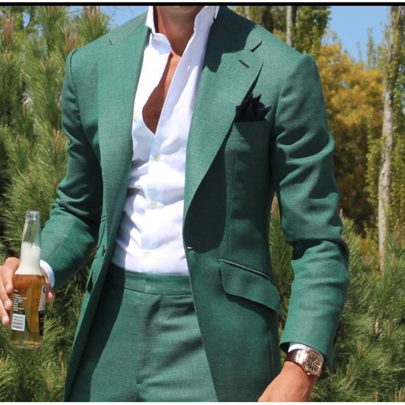 

2020 Men's Dinner Party Prom Suit Groom Tuxedos Groomsmen Wedding Blazer Suits for men Stylish Green (Jacket+Pants, Navy blue