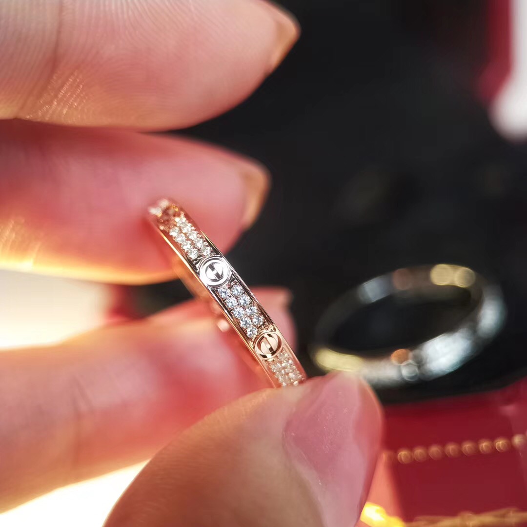 

Fashion-2020 early spring new S925 silver gold-plated screw full diamond ring white gold rose gold fashion women accessories couple ring