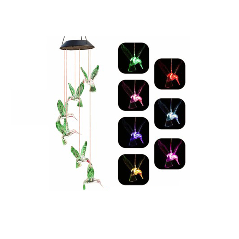 LED Solar Wind Chime Light Halloween Spiral Pumpkin Garden Bell Lamp Waterproof