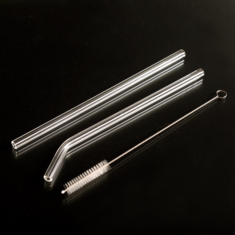 

200Sets Glass Straw Reusable Drinking Straws with Clean Brushes for Cocktail Tumblers Size 200mm*8mm