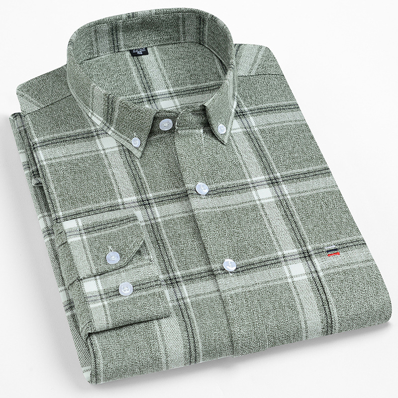 

Hot Sale Plus Size S~7XL Shirts Men 100% Cotton Fabric Shirt Men's Fashion Plaid Long Sleeved Dress Shirt Male Streetwear Blouse, Gf15