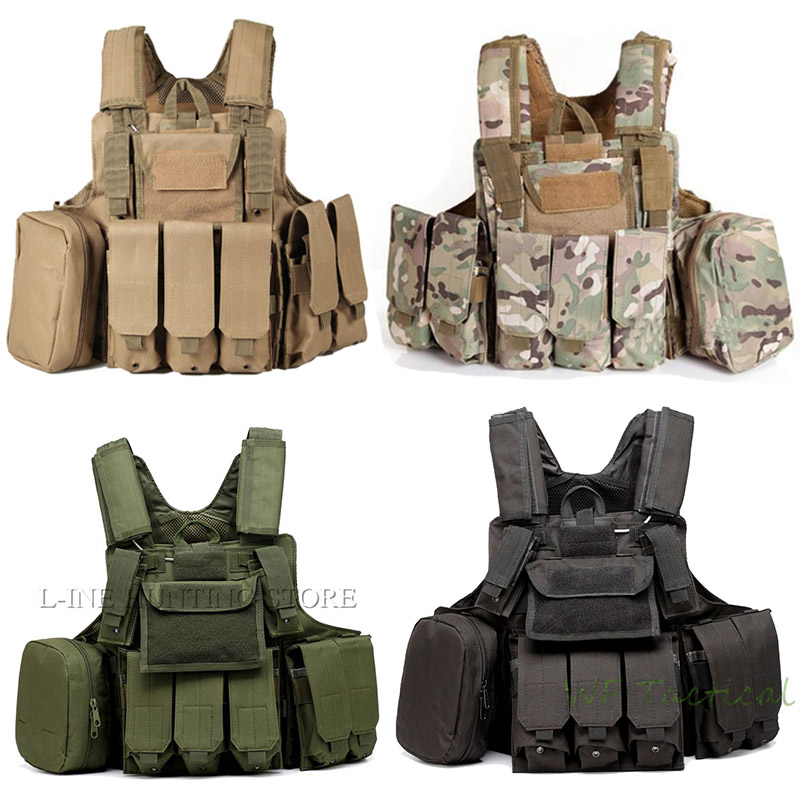 

Tactical Molle Vest CIRAS Paintball Combat Releasable Armor Plate Carrier Strike Hunting MagPouch Rig Vest, Black
