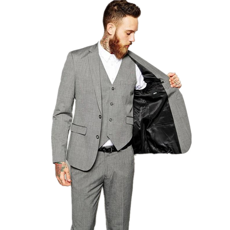 

Three-piece groom suits tuxedos high qulity pure color two button mens wedding suits fashion groom suits(jacket+pants+vest, Black
