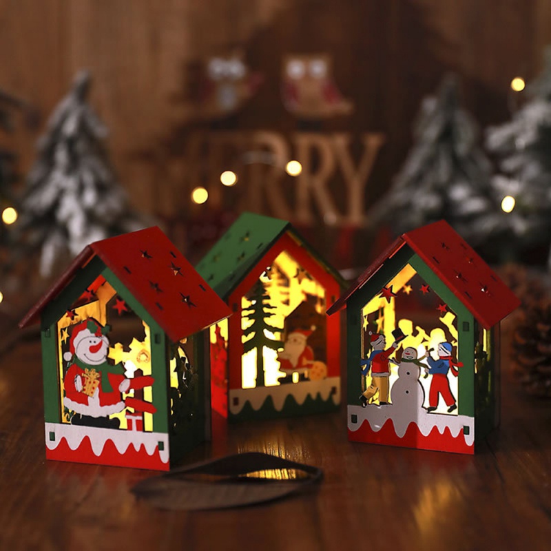

Festival Led Light Wood House Glowing Christmas Tree Decorations For Home Hanging Ornaments Holiday Nice Xmas Gift