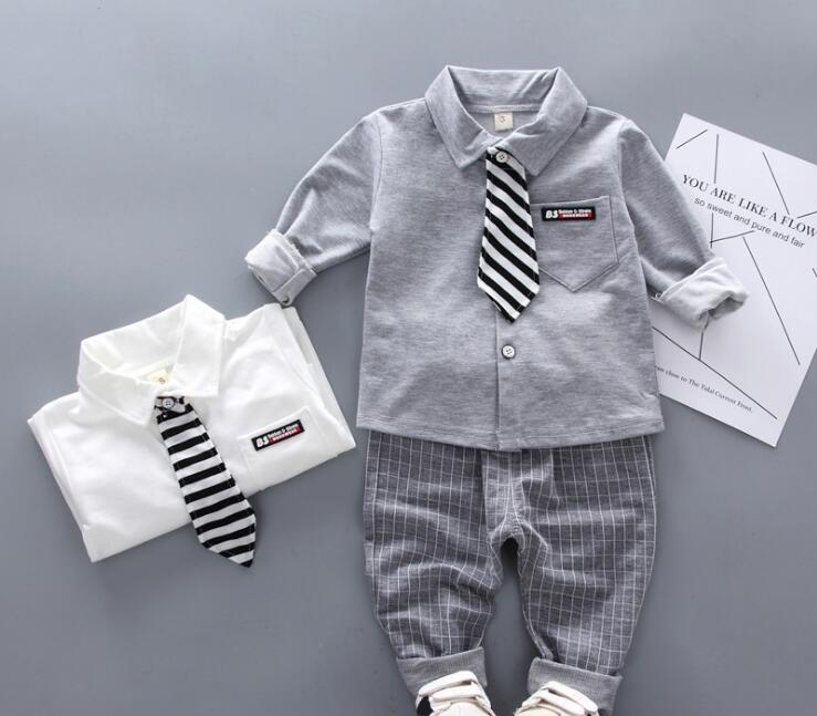 

Autumn newborn baby BOYS clothes sets fashion suit shirt +tie+ pants baby boys outside wedding party birthday suit Tuxedo sets, Gray