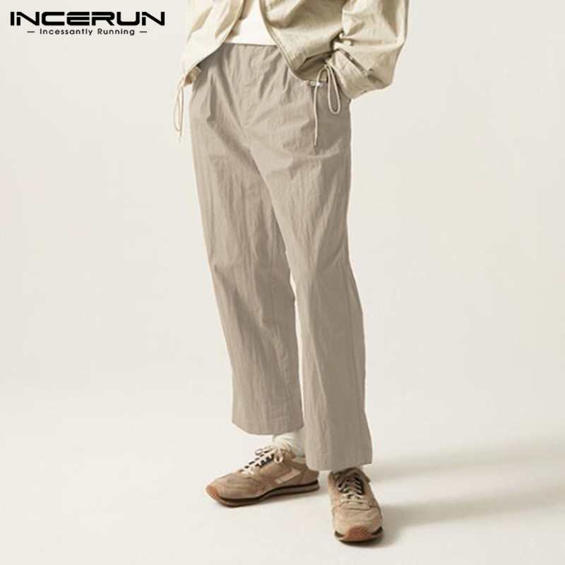 

Men Casual Pants Button Cotton Solid Loose Joggers Business Straight Pants Trousers Men Streetwear Pantalones Hombre 5XL INCERUN, Gray pants