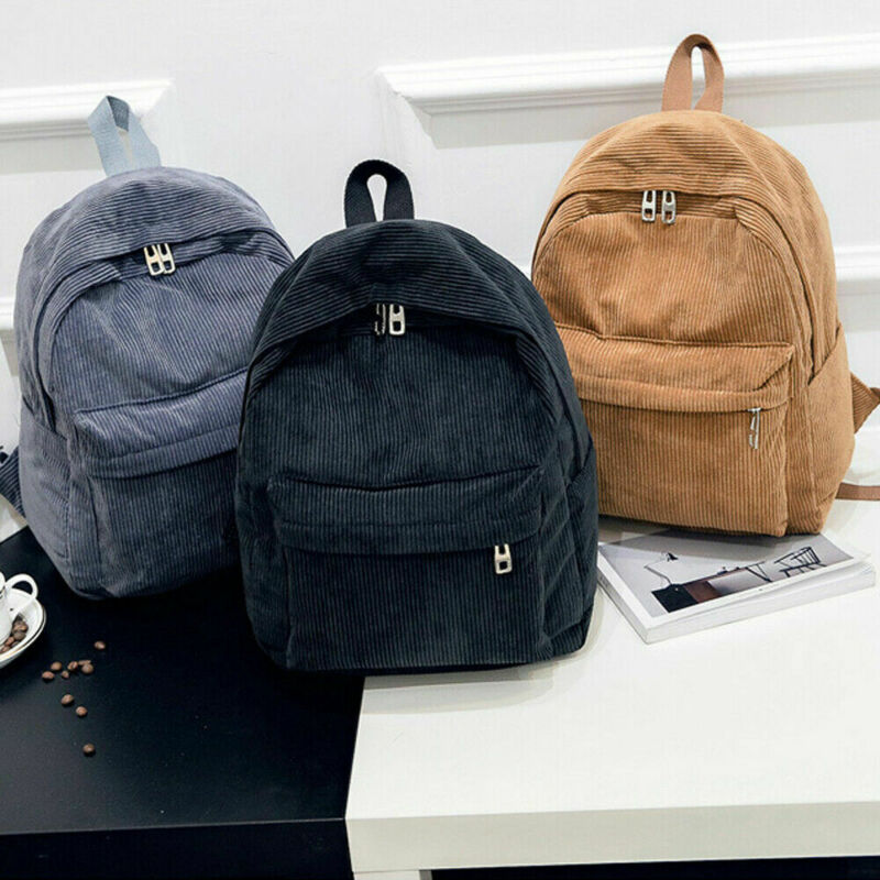 

Women Corduroy Backpack School Bag Travel Shoulder Bags, Khaki