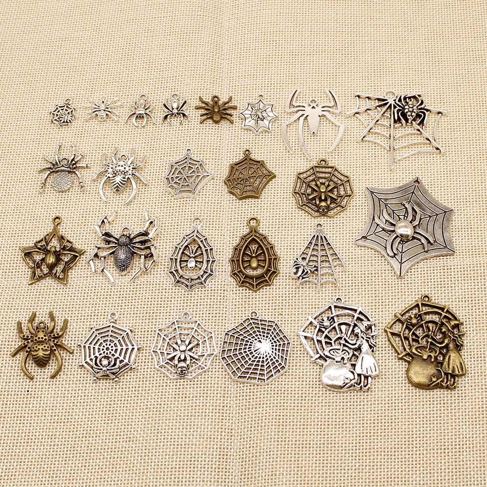 

30 Pieces Diy Accessories For Jewelry Animal Spider Web HJ085, Bronze;silver