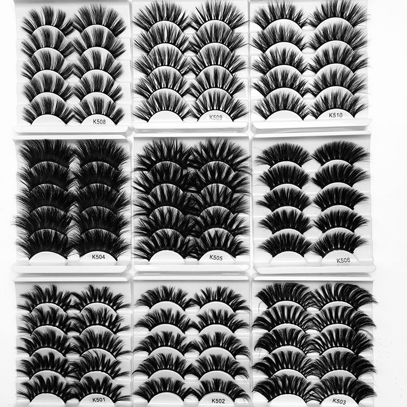 5 paires de faux cils 3D en poils de vison, croisés, vaporeux, longueur pelucheuse, 16-25mm, Extension de cils, outils de maquillage pour les yeu