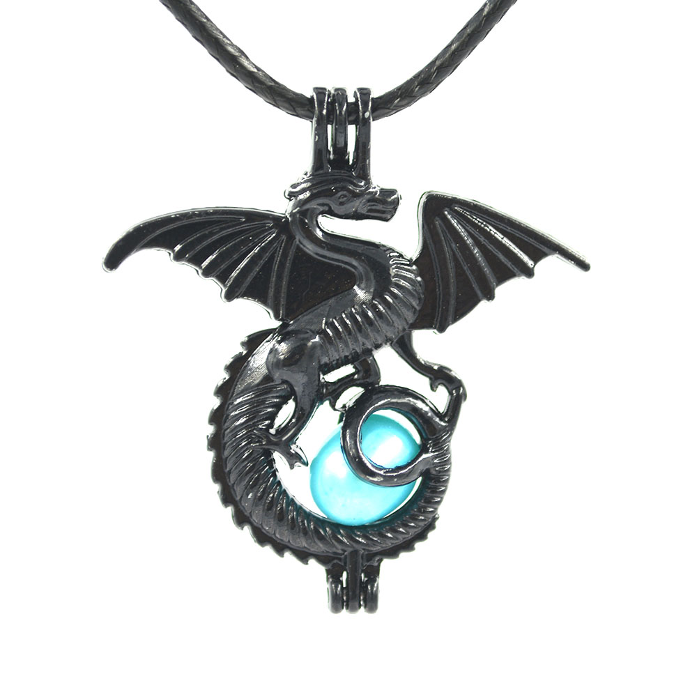 Glace Naturelle clair Obsidian Carved Pixiu Lucky Creux Pendentif Perles Collier