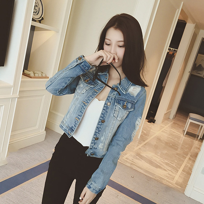 

Fashion- 2018 New Women Basic Coats Autumn and Winter Women Denim Jacket Vintage Long Sleeve Slim Female Jeans Coats Casual Girls Outwear, Black;brown