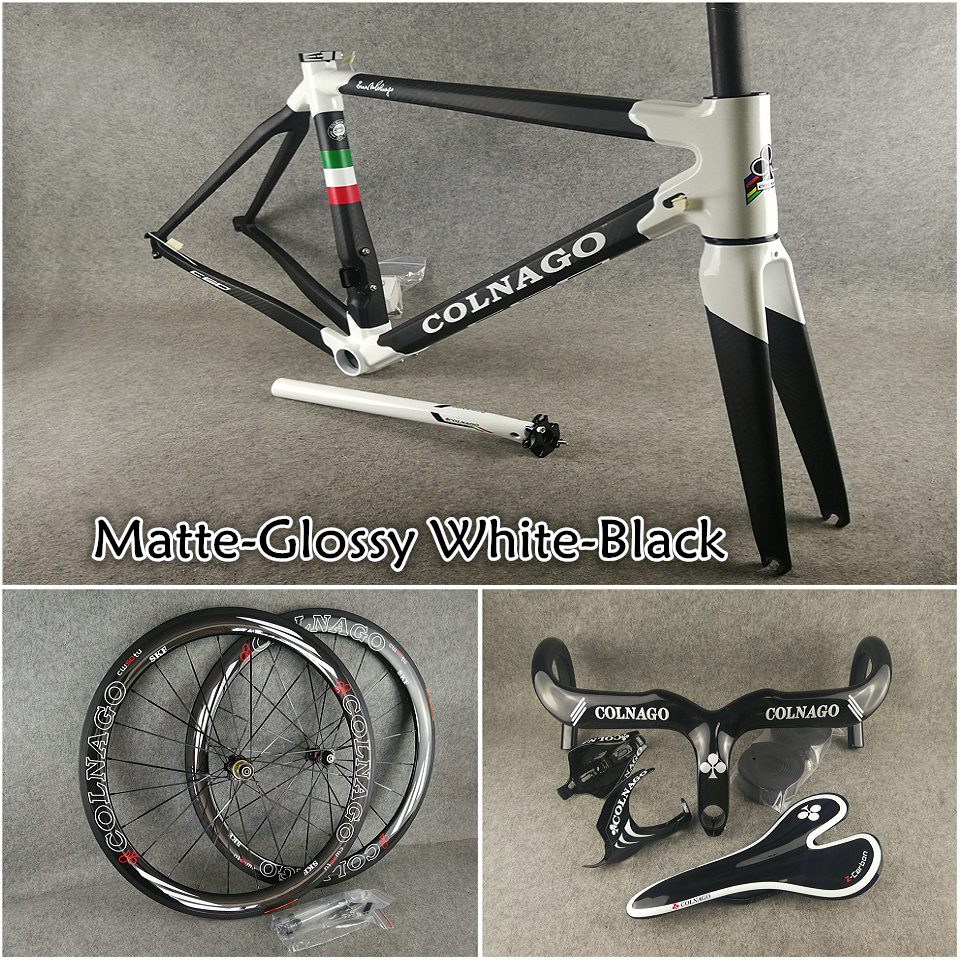 Saddle Bag New Colnago Carbon Combo; Black Water Bottles and Gloss White Cages