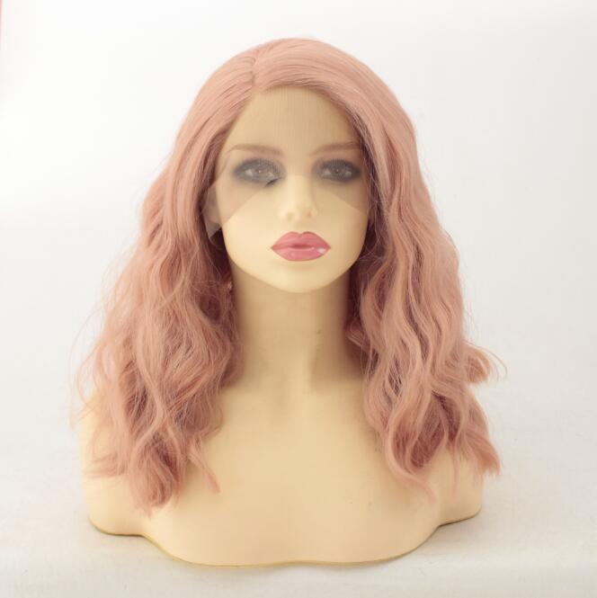

Best-selling Ladies Pink Curly Hair Wig The Hottest Europe and America Lace Front Hair Wig Resistant Synthetic Hair Wig For Women