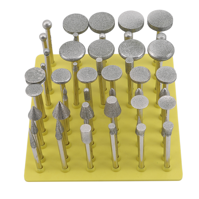 

1set Shank Diamond Grinding Burr Needle Point Engraving Carving Polishing Glass Stone Drill Bit Rotary Tool Set