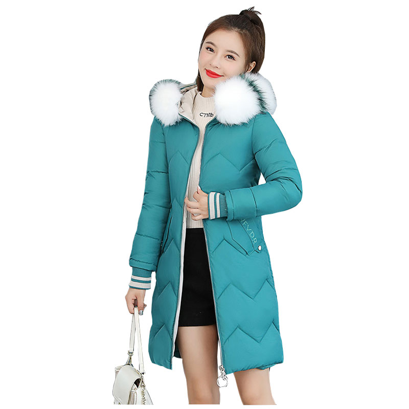 

Long Colorful Fur Coat Women Hooded Bakery Oversize Winter Down Coat Thick Warm Jacket Cotton Padded Wadded Parkas Big Pocket, Green
