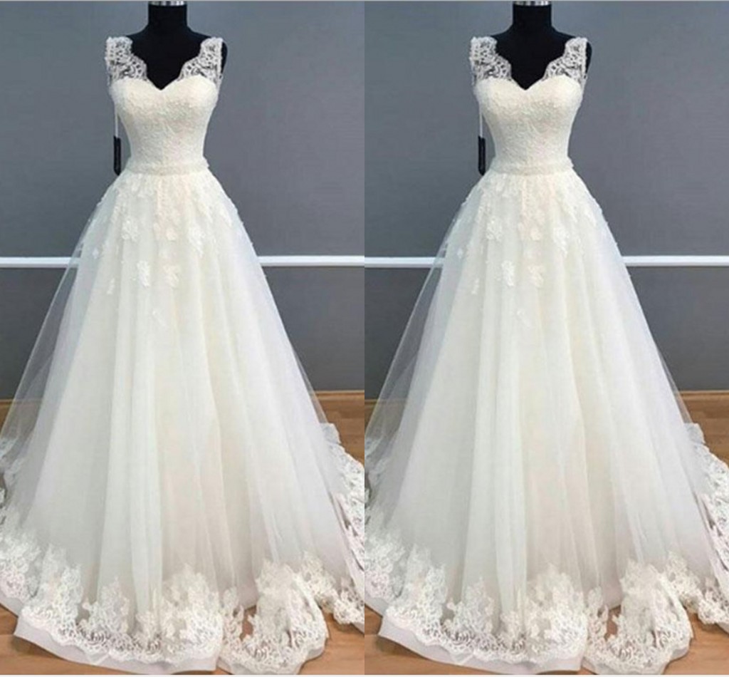 

Elegant Sheer Straps Wedding gown Dresses V neck Applique Princess Lace Tulle Real Photo Country New Wedding Bridal Gowns, Grape