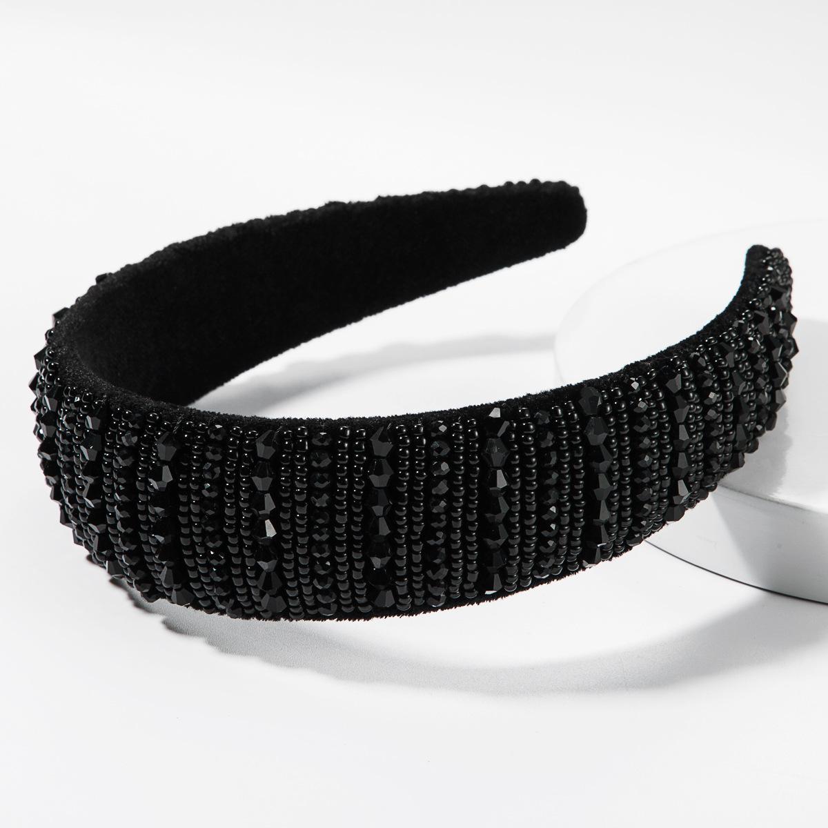 Rhinestone Girls Black Hairbands Full Diamond Headbands For Women Girls Solid Color Hair Hoop Women Hair Accessories
