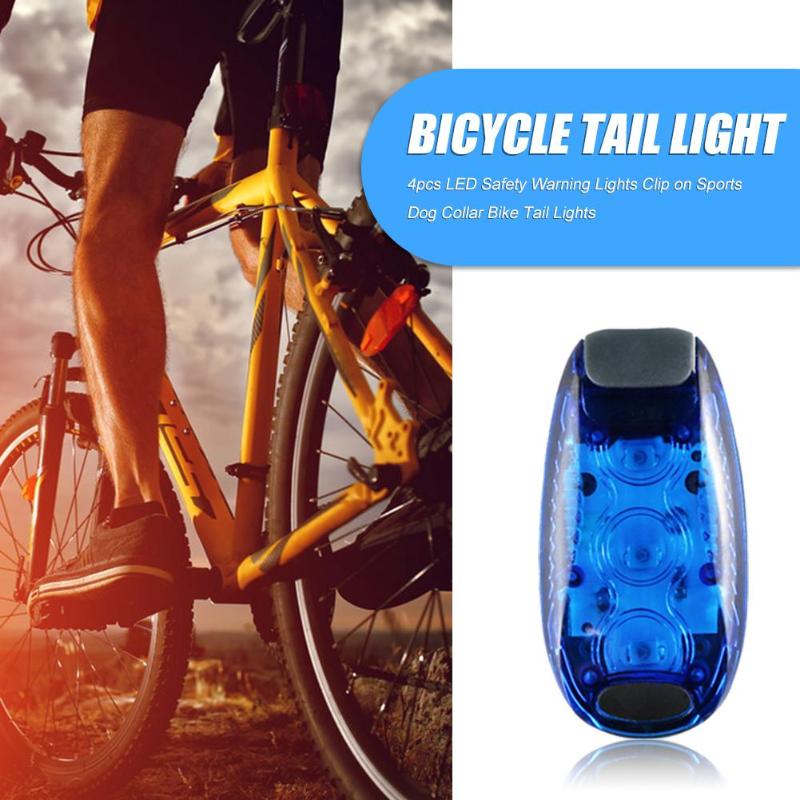 4PCS LED Silicone Mountain Bike Bicycle Front Rear Lights Push Cycle Clip Lamps