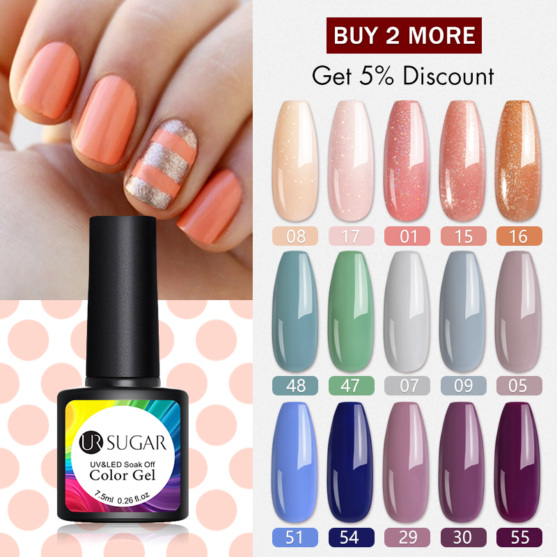 

UR SUGAR Gel Nail Polish Semi Permanent UV Gel 7.5ML Hybrid Varnishes Soak Off Nails Art All For Manicure Top Coat Gellak Polish, 70